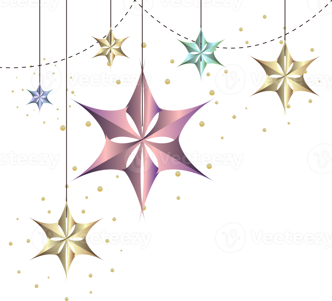 vinter- gyllene snöflinga. dekorativ element för ny år, jul illustration png