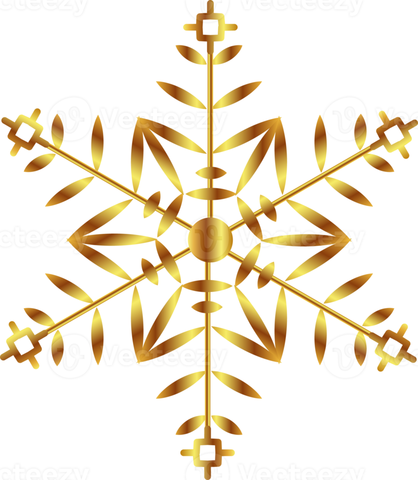 Winter golden snowflake. Decorative element for new year, christmas illustration png