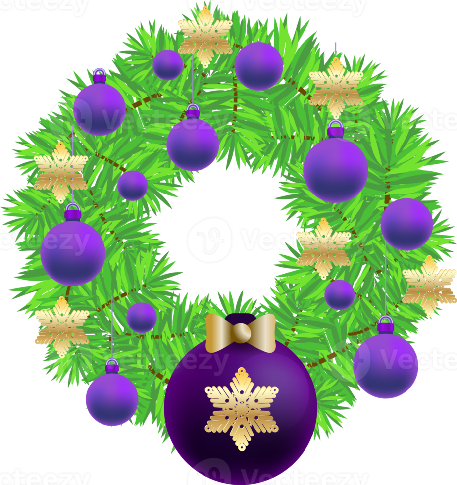 corona de navidad de invierno. marco circular con árbol de navidad png