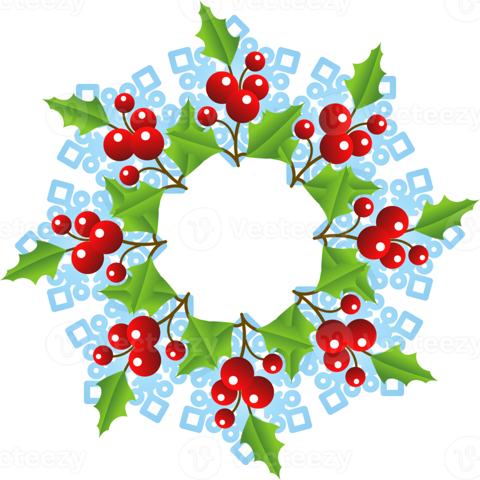 Winter christmas wreath. Circular frame with christmas tree png