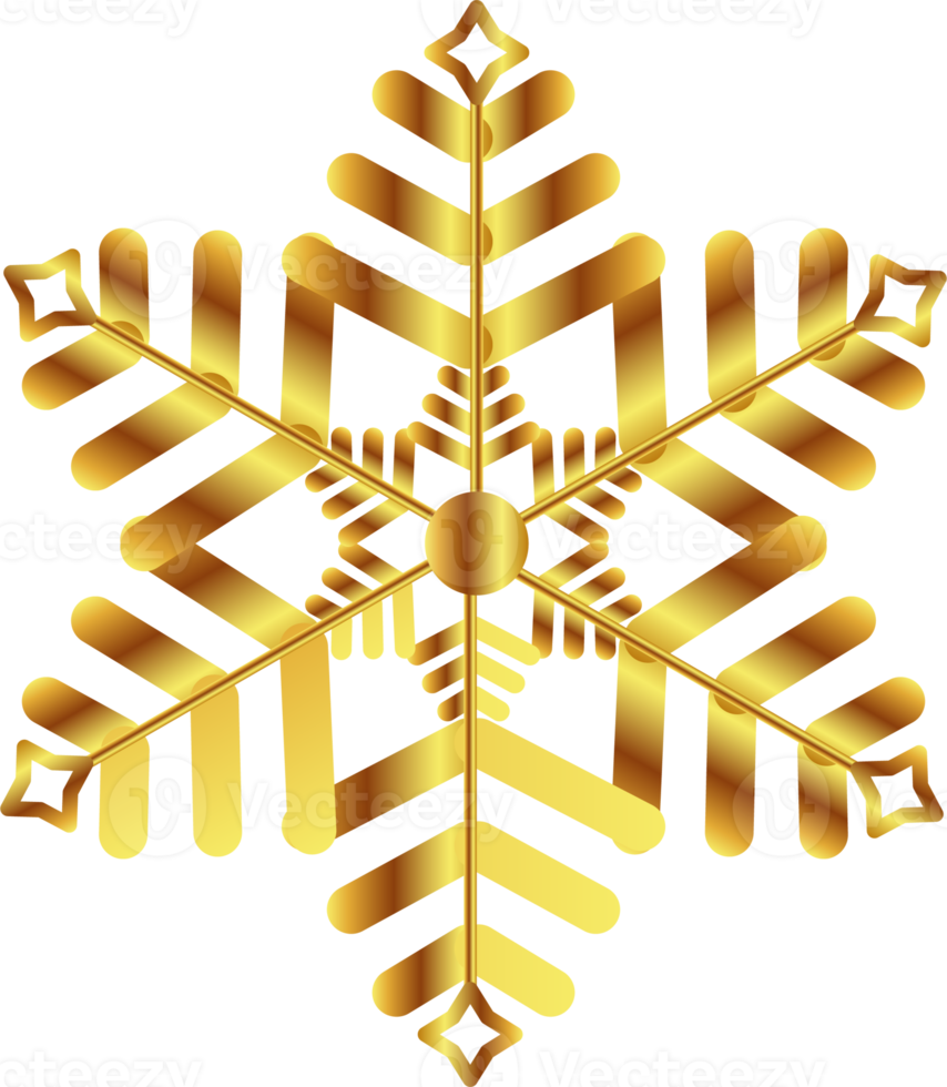 inverno d'oro fiocco di neve. decorativo elemento per nuovo anno, Natale illustrazione png