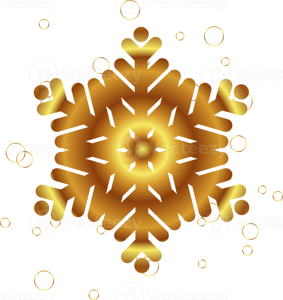 Winter golden snowflake. Decorative element for new year, christmas illustration png