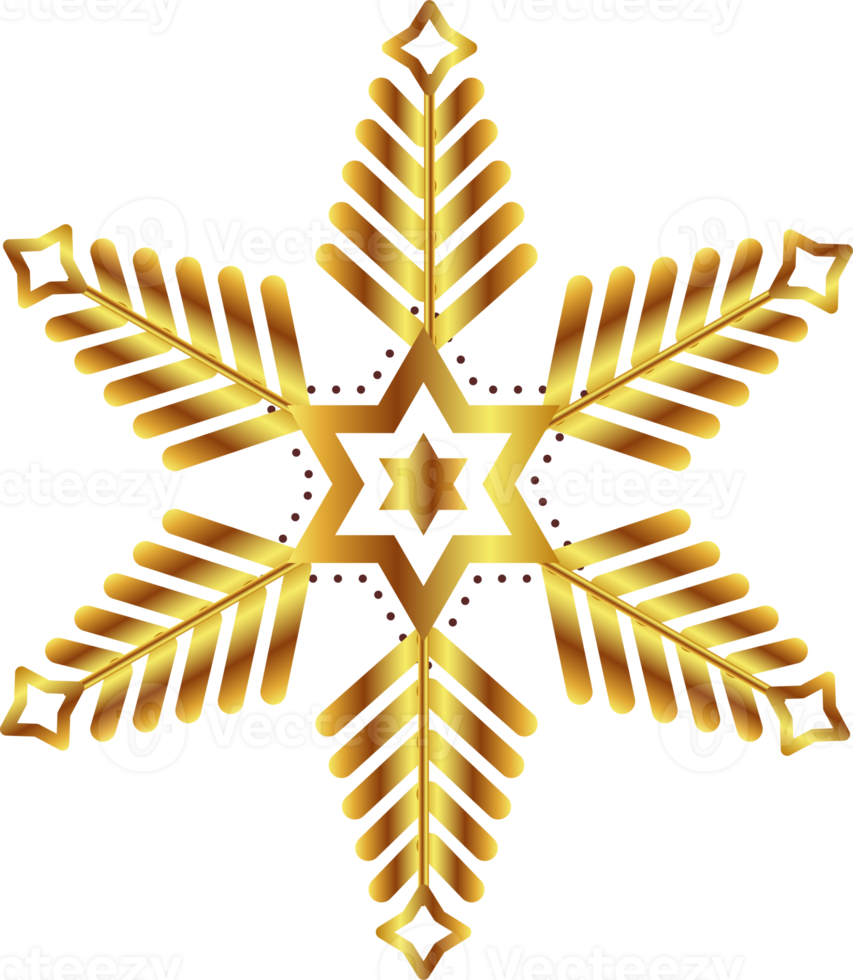 Winter golden snowflake. Decorative element for new year, christmas illustration png