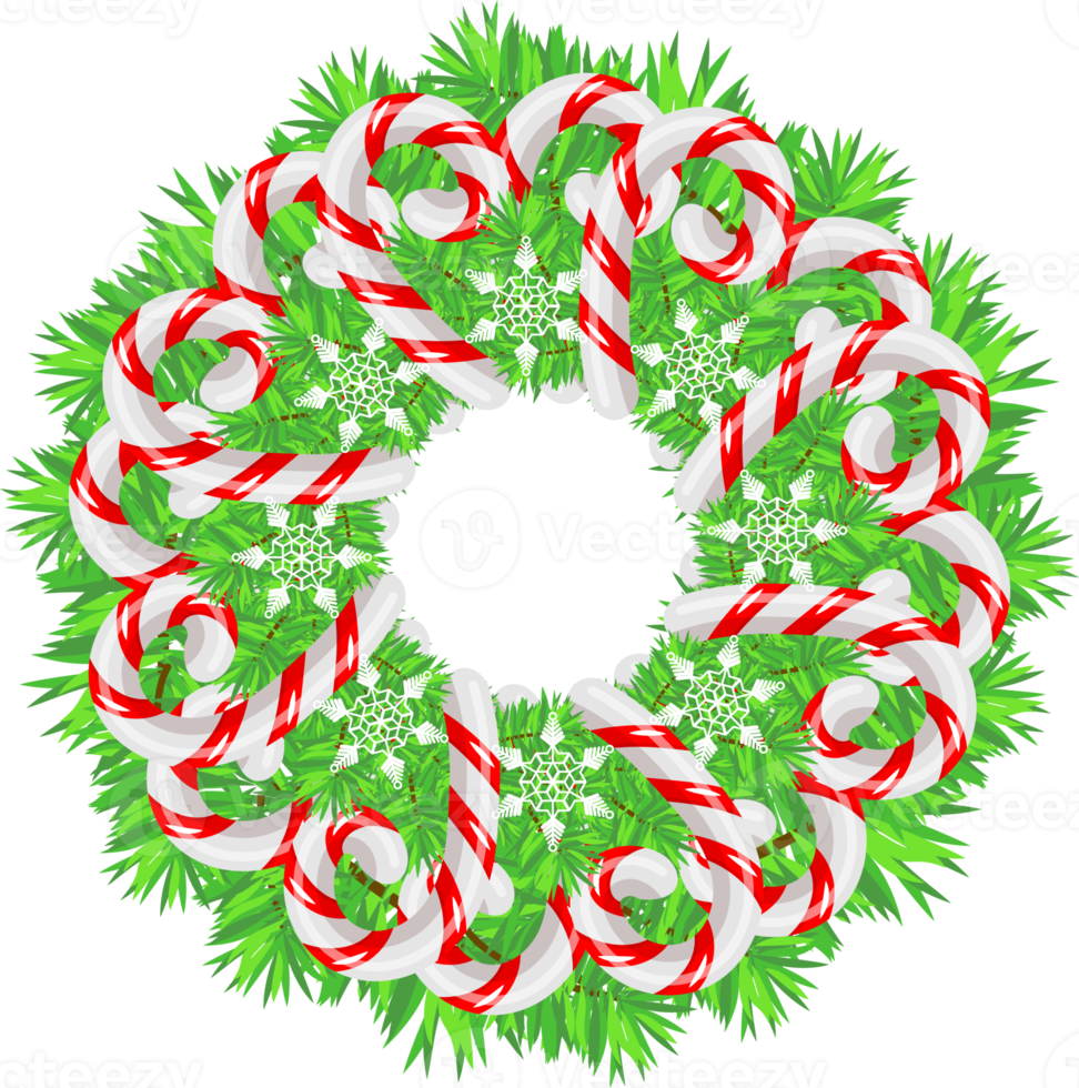 Winter christmas wreath. Circular frame with christmas tree png