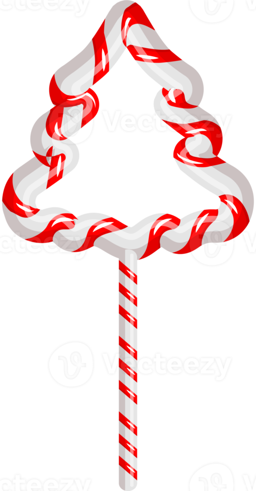 Christmas lollipop candy cane icon in cartoon style png