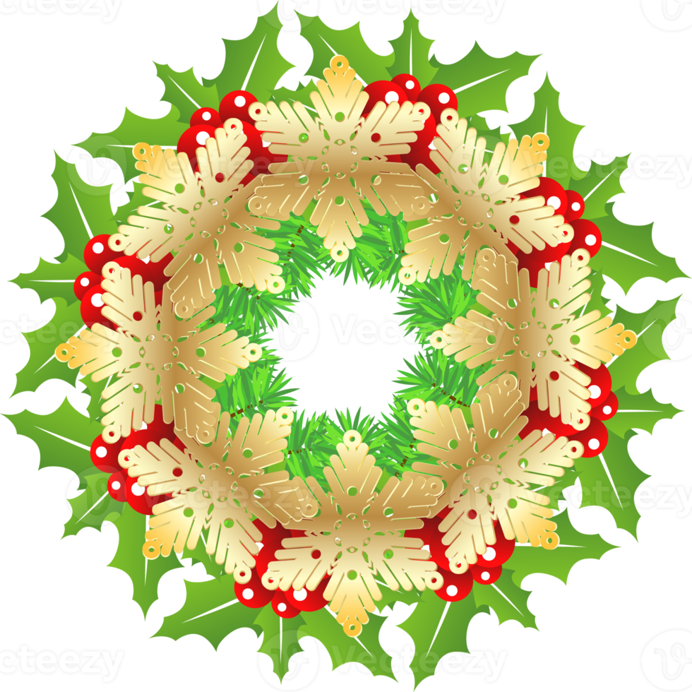 Winter christmas wreath. Circular frame with christmas tree png