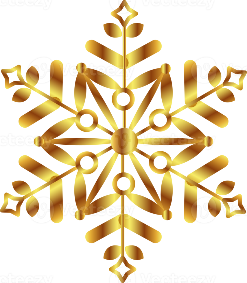 Winter golden snowflake. Decorative element for new year, christmas illustration png