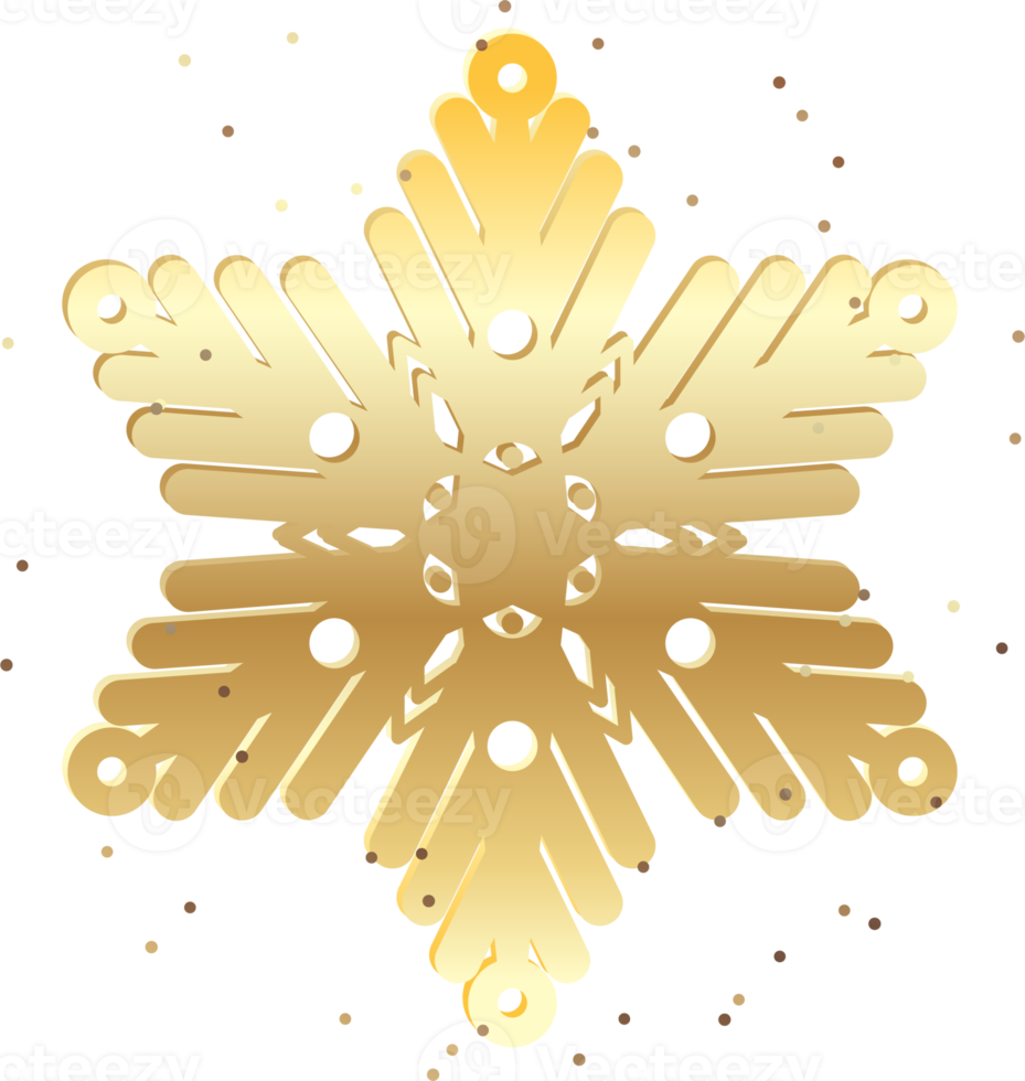 inverno d'oro fiocco di neve. decorativo elemento per nuovo anno, Natale illustrazione png