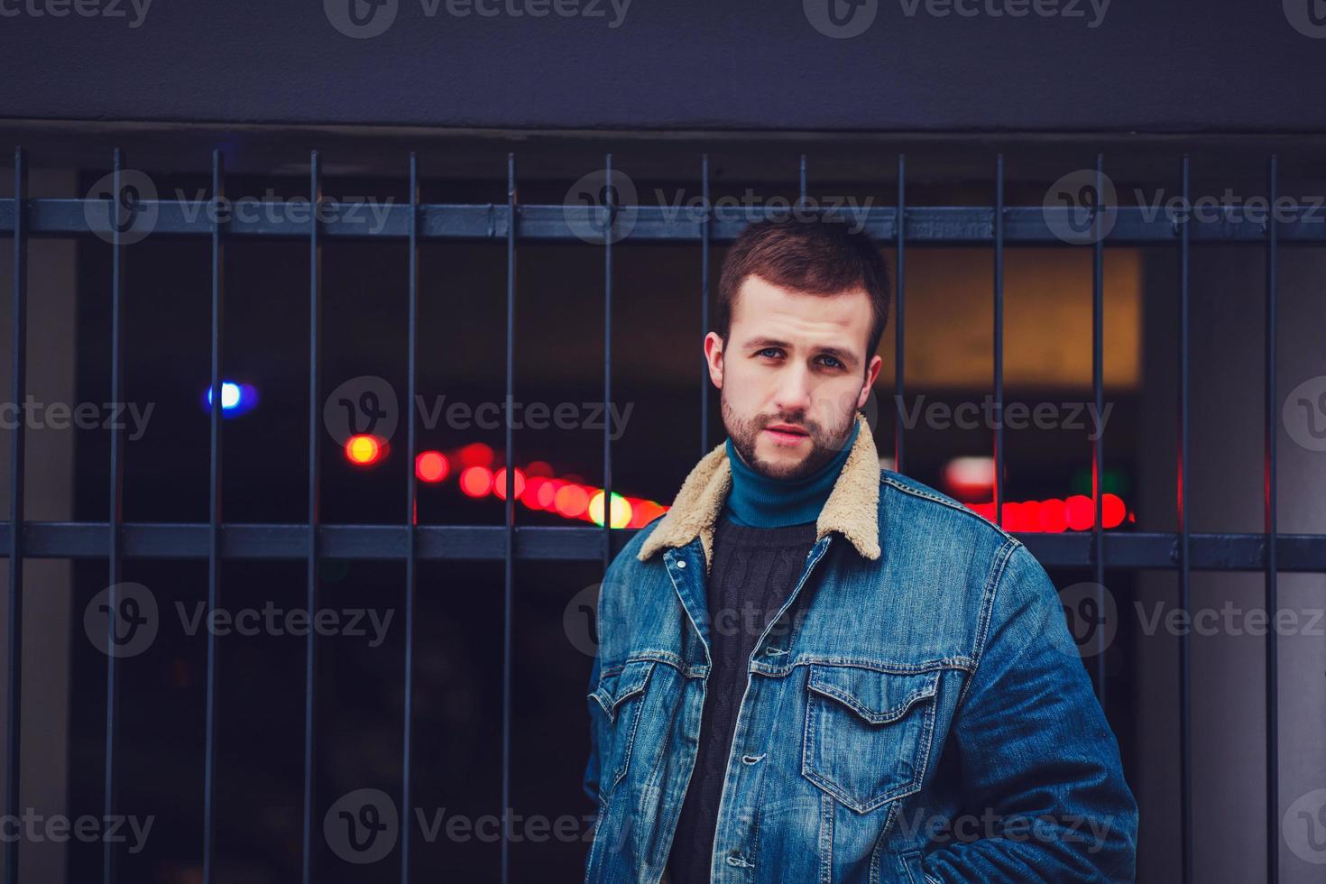 Handsome bearded man in casual clothes photo