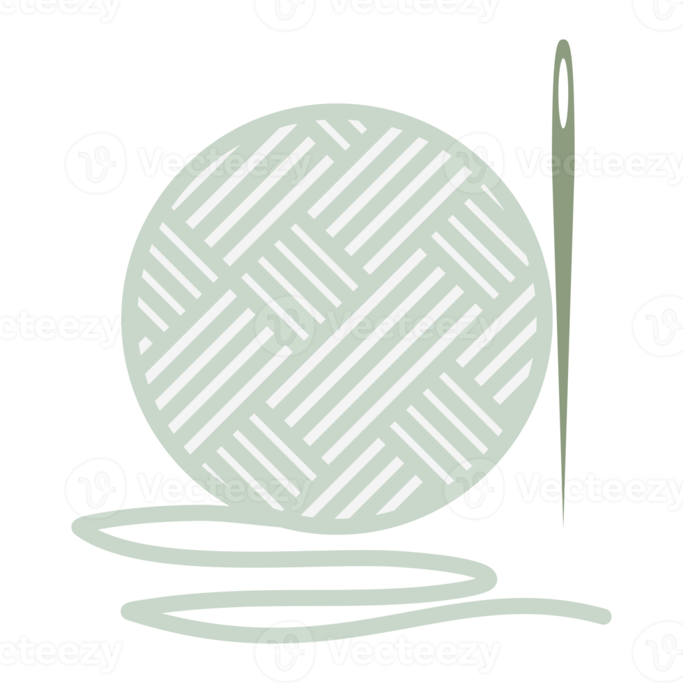 Hygge themed spool of woolen yarn element collection set png