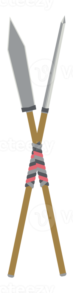 Kreuzstock Speer Kriegslanze Waffe zweiseitig scharf png