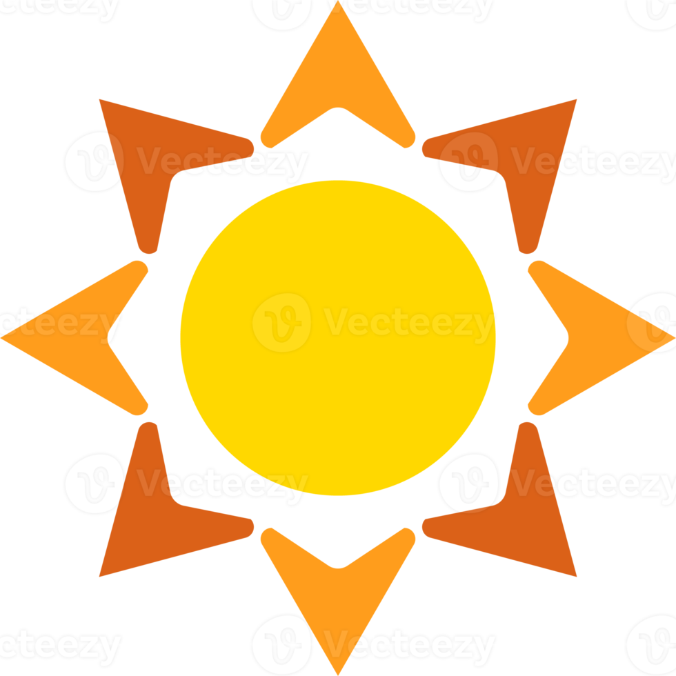 Sun design element. Flat style icon. Illustration isolated on transparent background. png