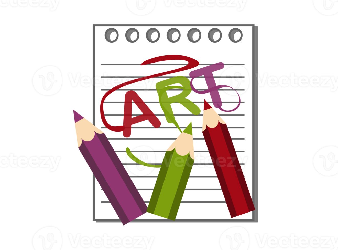 collection de crayons de couleur et illustration de notes png