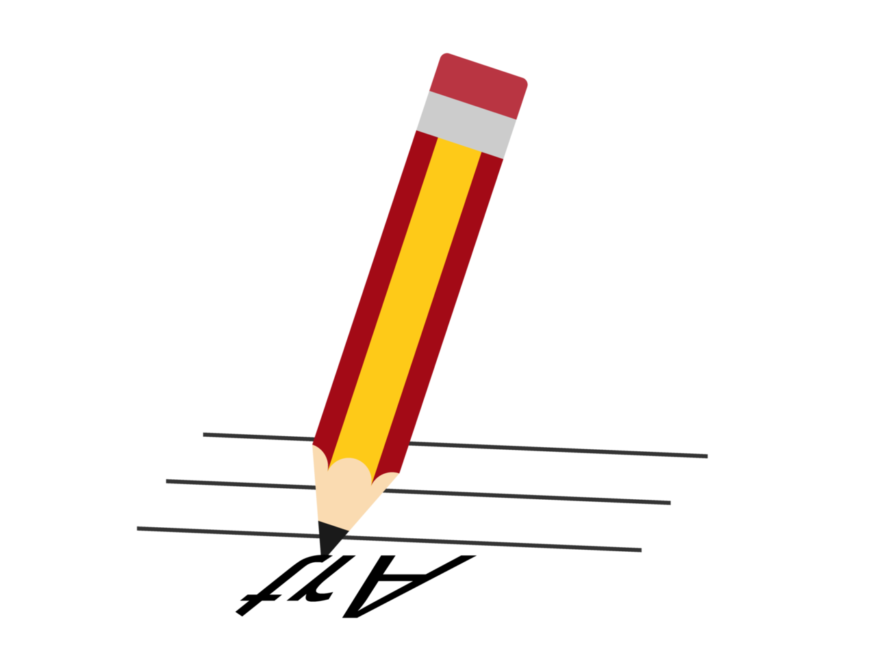 Illustration of Writing with a Pencil png