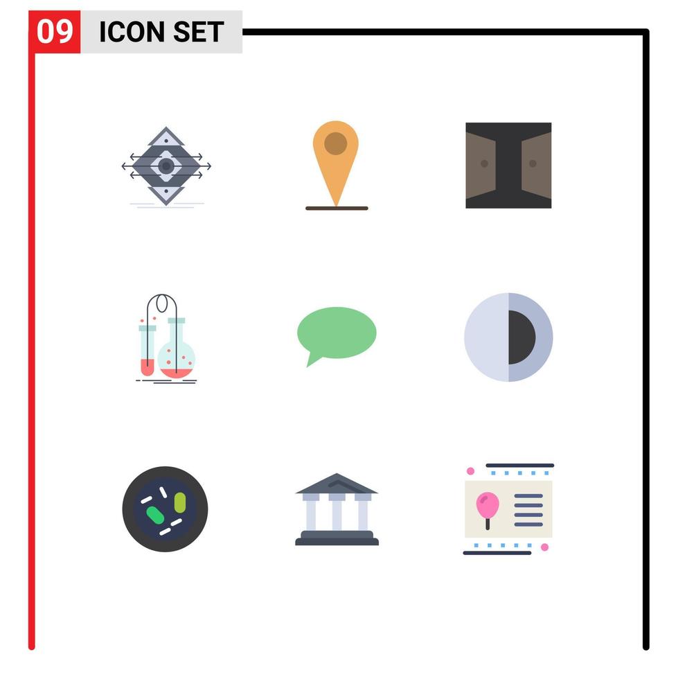Modern Set of 9 Flat Colors Pictograph of science flask buildings chemistry home gate Editable Vector Design Elements