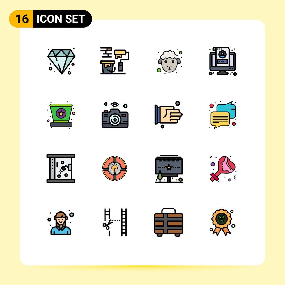 paquete de iconos de vector de stock de 16 signos y símbolos de línea para elementos de diseño de vector creativo editable de pantalla de pascua de perfil de sombrero