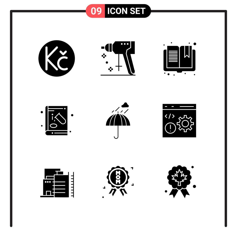 Set of 9 Solid Style Icons for web and mobile Glyph Symbols for print Solid Icon Signs Isolated on White Background 9 Icon Set Creative Black Icon vector background