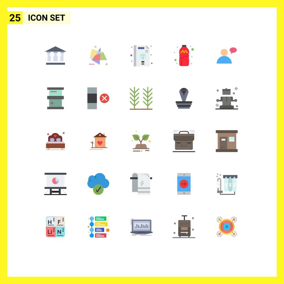 Pack of 25 creative Flat Colors of user basic business water bottle Editable Vector Design Elements