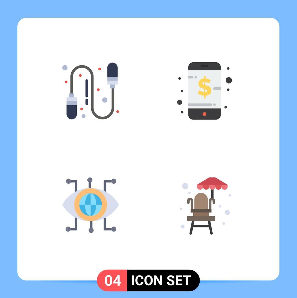 4 Flat Icon concept for Websites Mobile and Apps exercise technology business smart life guard chair Editable Vector Design Elements