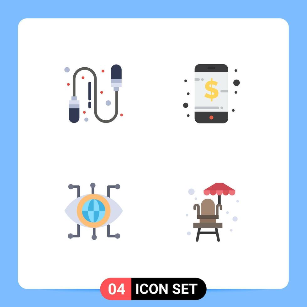 4 concepto de icono plano para sitios web móviles y aplicaciones tecnología de ejercicio negocio silla de salvavidas inteligente elementos de diseño vectorial editables vector