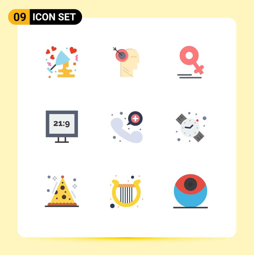 9 iconos creativos signos y símbolos modernos de contacto tv objetivo hd mamá elementos de diseño vectorial editables vector