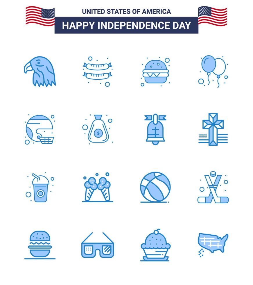 Stock Vector Icon Pack of American Day 16 Line Signs and Symbols for sport football fast food american day Editable USA Day Vector Design Elements