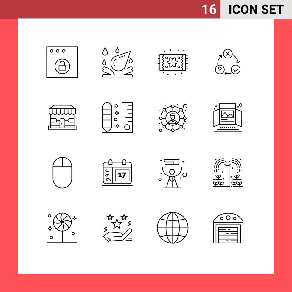 16 User Interface Outline Pack of modern Signs and Symbols of shopping ecommerce furniture realization issues Editable Vector Design Elements