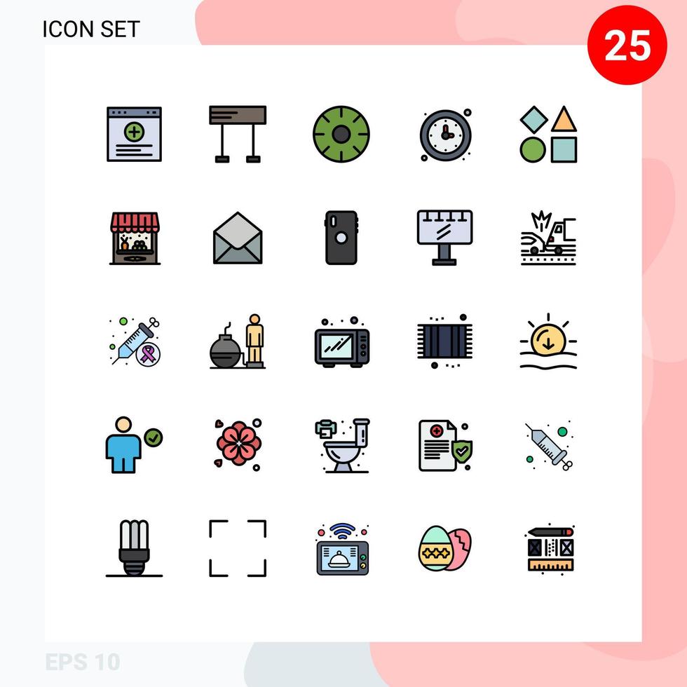 Set of 25 Modern UI Icons Symbols Signs for bricks timer fresh time clock Editable Vector Design Elements