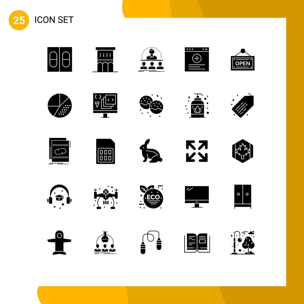 User Interface Pack of 25 Basic Solid Glyphs of shop website business internet mentor Editable Vector Design Elements
