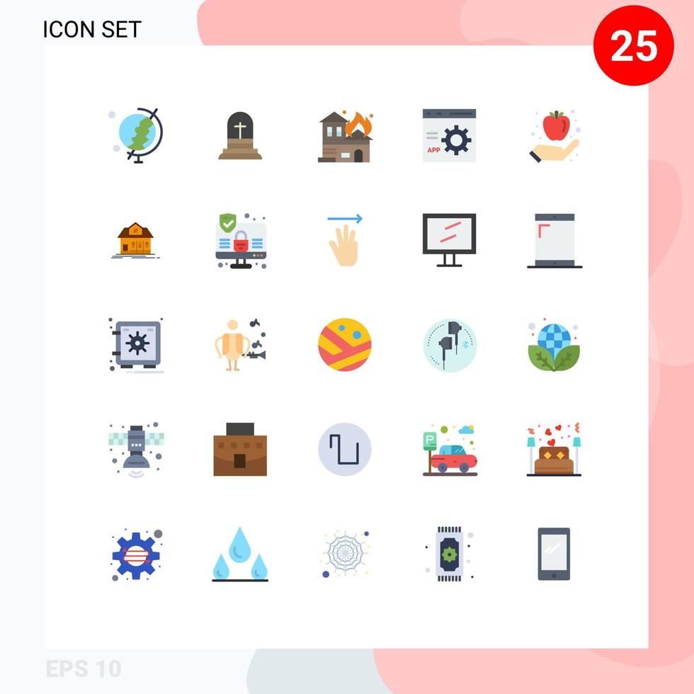 Group of 25 Modern Flat Colors Set for fruit programming burning development coding Editable Vector Design Elements