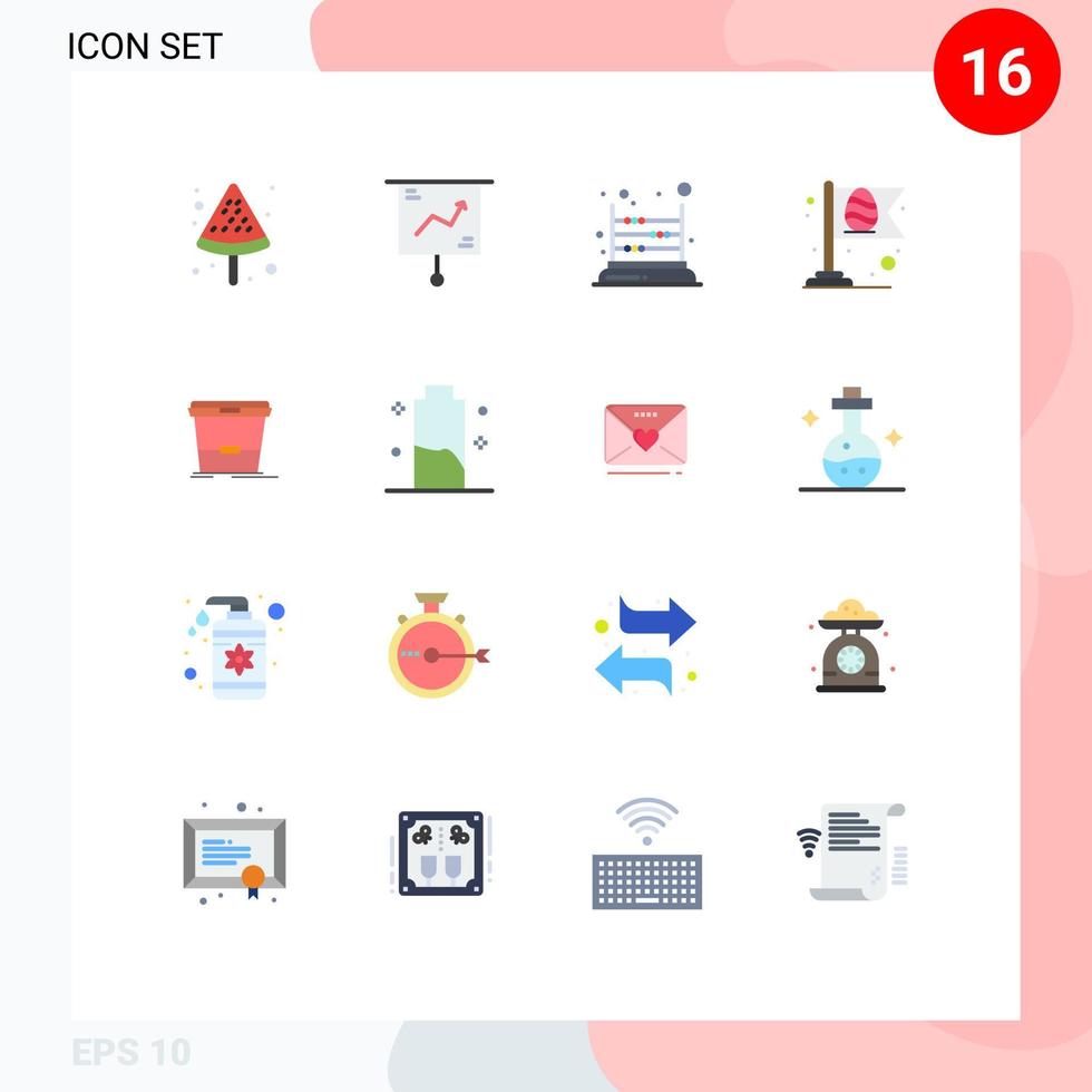 paquete de iconos de vectores de stock de 16 signos y símbolos de línea para el juego de huevos de cubo paquete editable de la escuela de pascua de elementos creativos de diseño de vectores