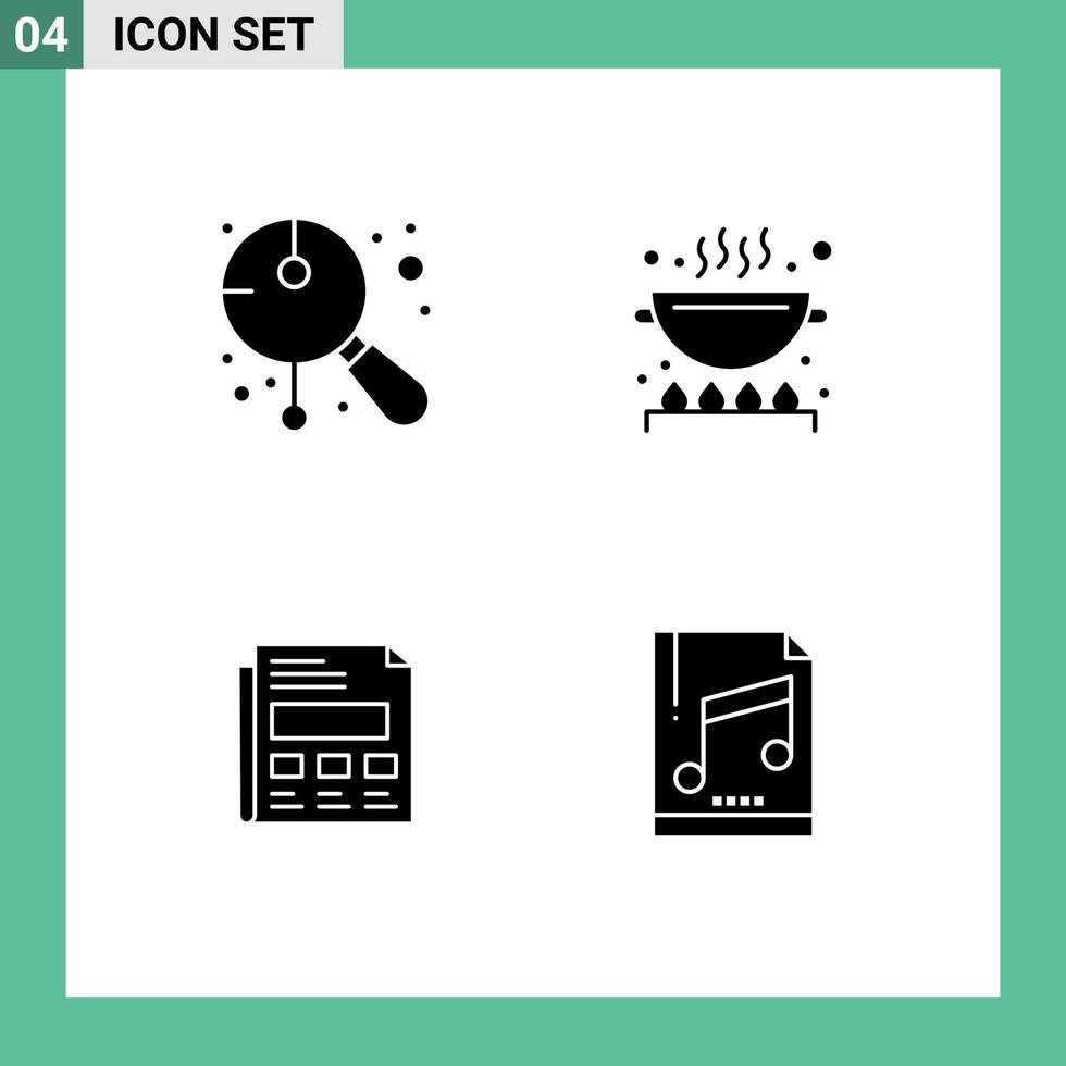 grupo universal de símbolos de iconos de glifos sólidos modernos de elementos de diseño vectorial editables de hoja de cocina de instrumento de informe asiático vector