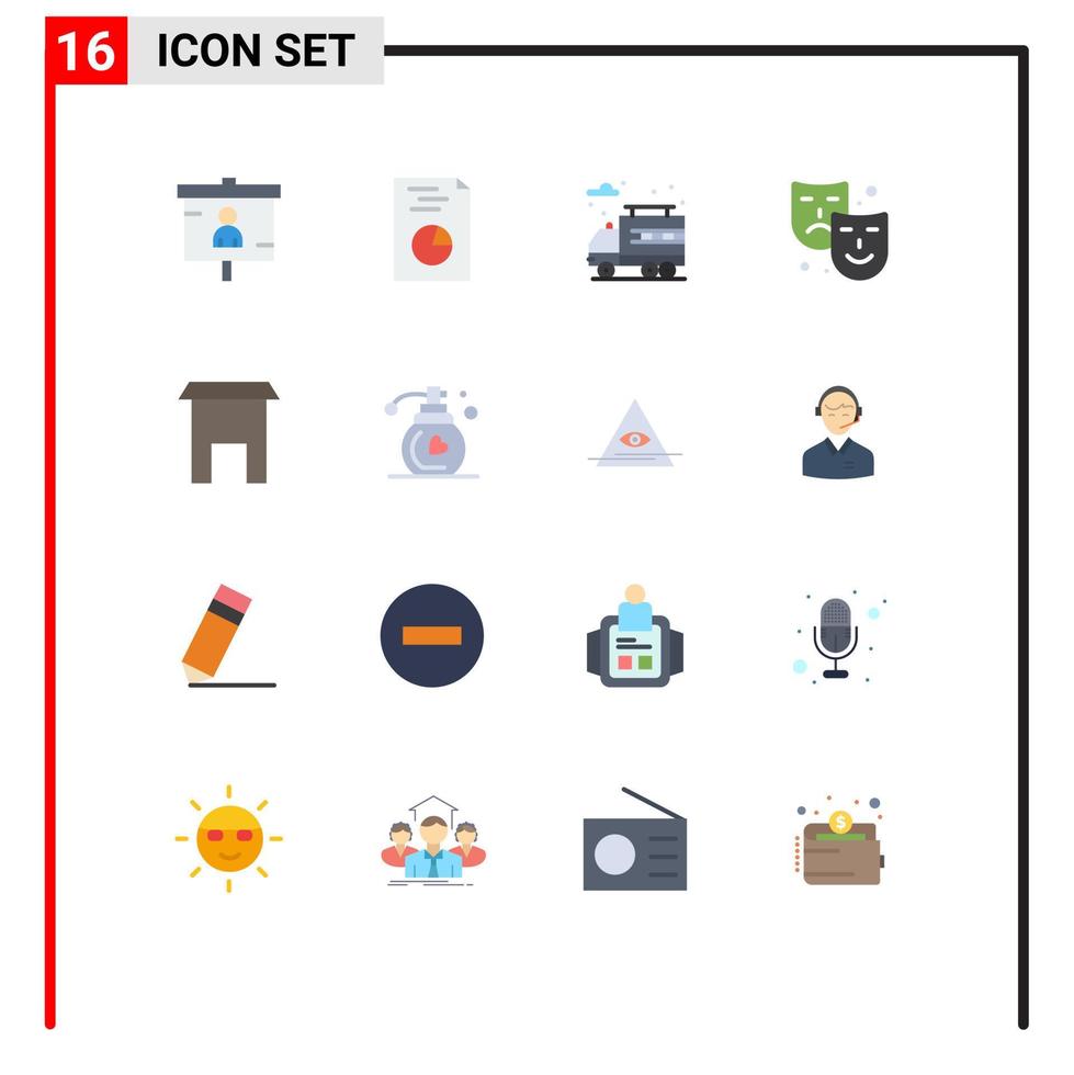 Universal Icon Symbols Group of 16 Modern Flat Colors of marketplace building city paint art Editable Pack of Creative Vector Design Elements