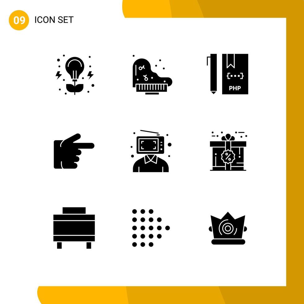 9 Creative Icons Modern Signs and Symbols of digital content develop right finger Editable Vector Design Elements
