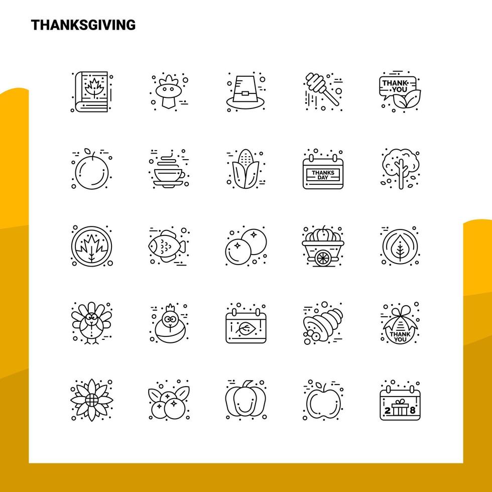 Set of Thanksgiving Line Icon set 25 Icons Vector Minimalism Style Design Black Icons Set Linear pictogram pack