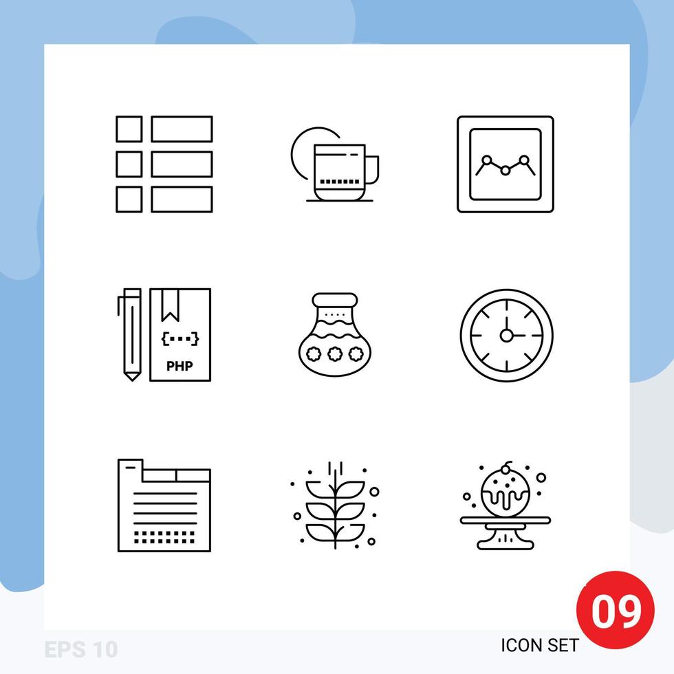 Group of 9 Modern Outlines Set for sand php analytics file develop Editable Vector Design Elements