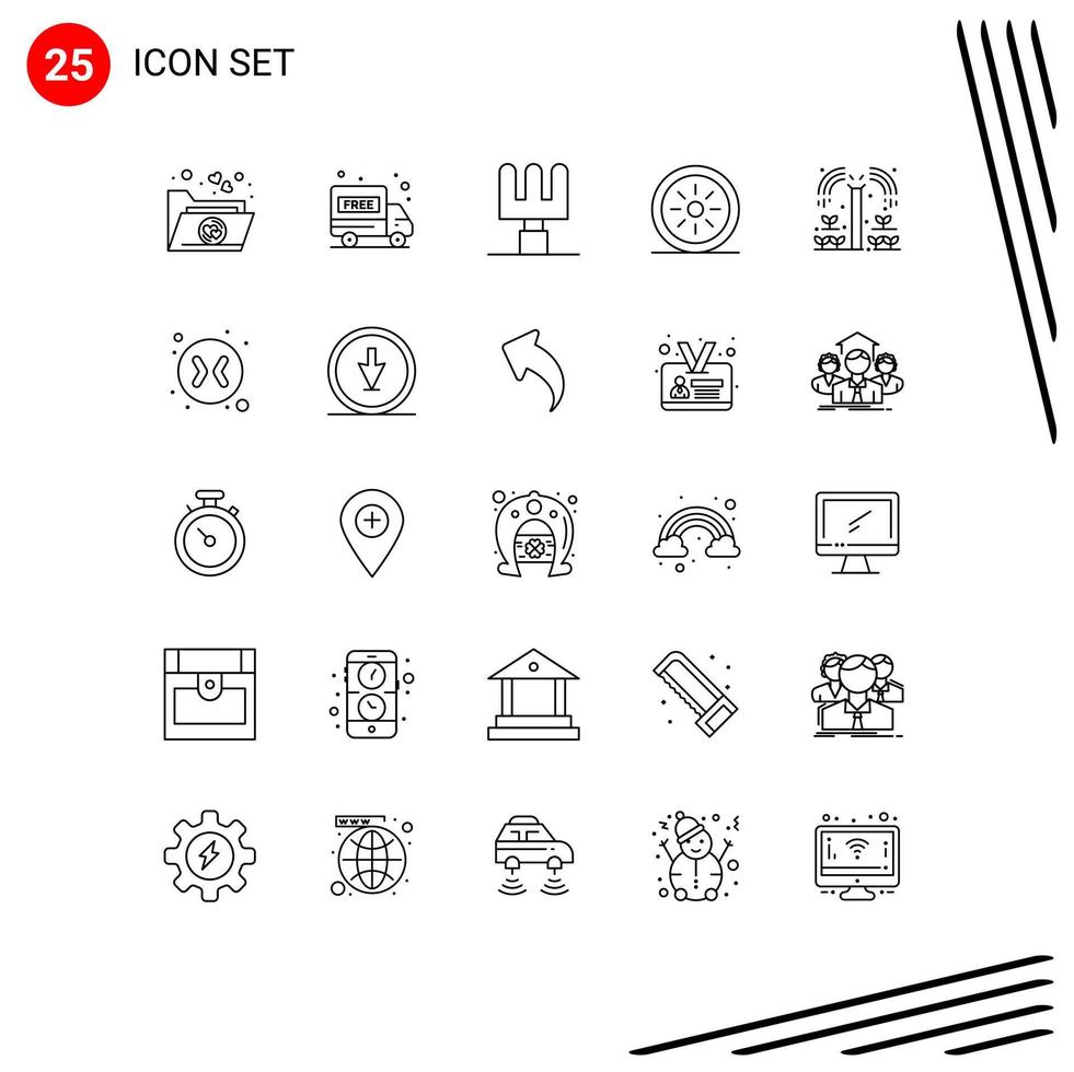 Group of 25 Modern Lines Set for exchange arrows food plant grower Editable Vector Design Elements