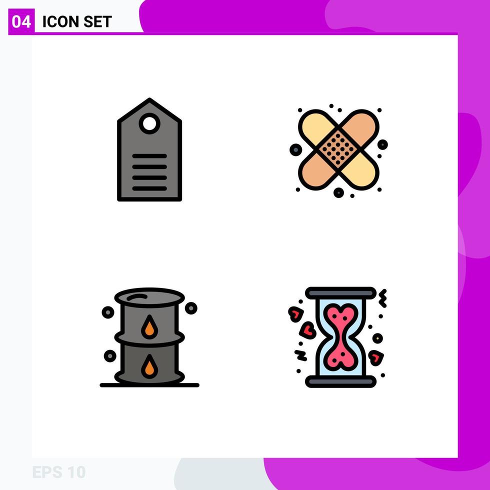 Modern Set of 4 Filledline Flat Colors and symbols such as clothes energy label health gas Editable Vector Design Elements