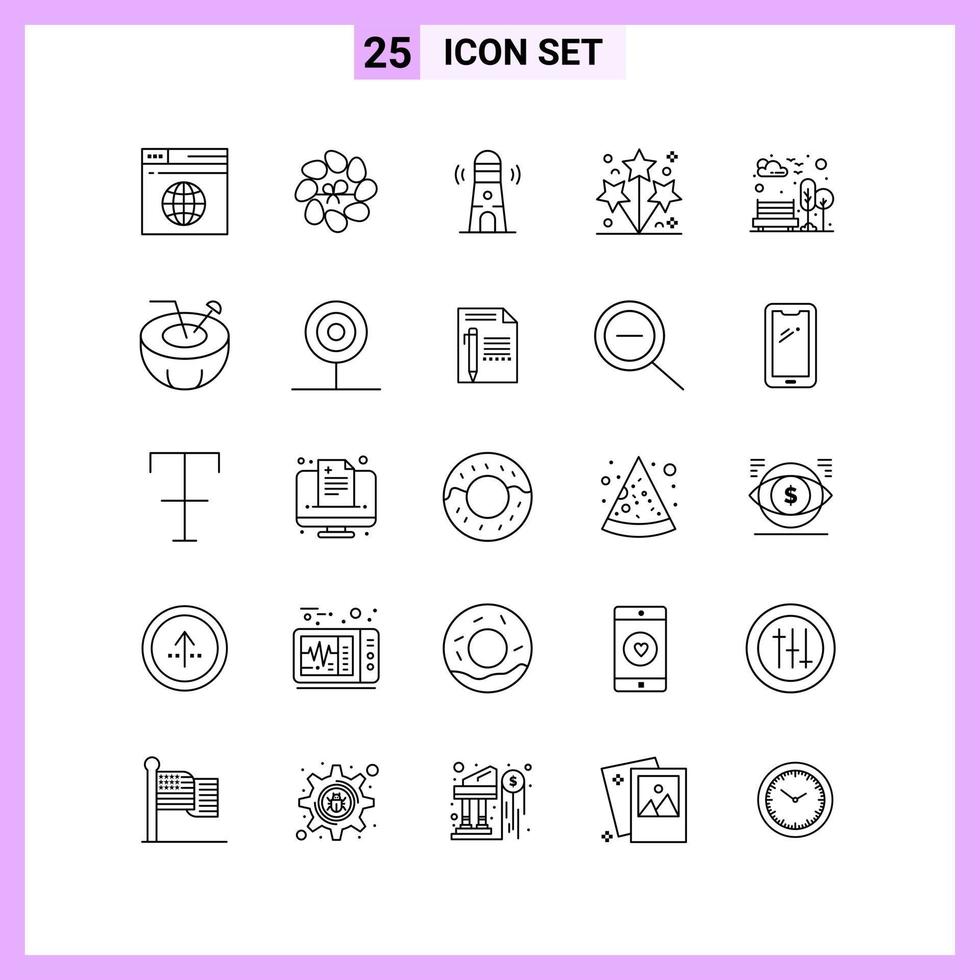 25 Icons in Line Style Outline Symbols on White Background Creative Vector Signs for Web mobile and Print Creative Black Icon vector background