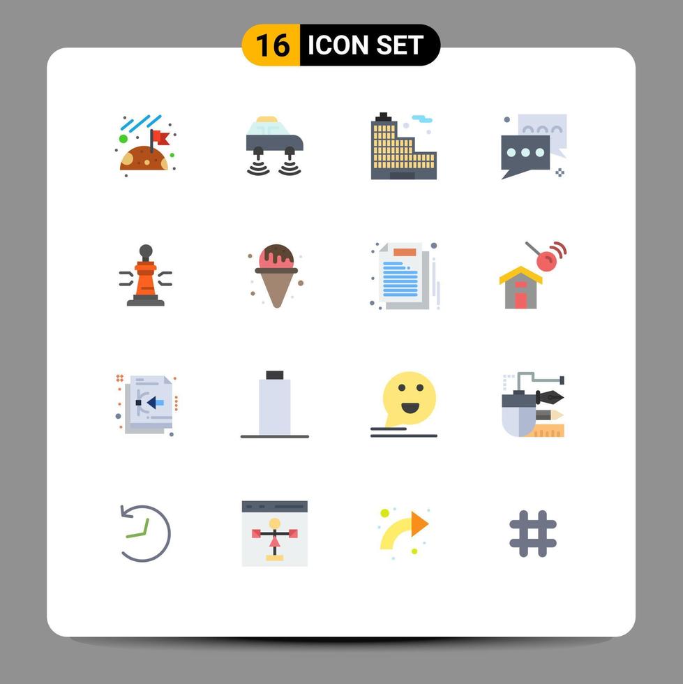 Pack of 16 Modern Flat Colors Signs and Symbols for Web Print Media such as game talk building message chat Editable Pack of Creative Vector Design Elements