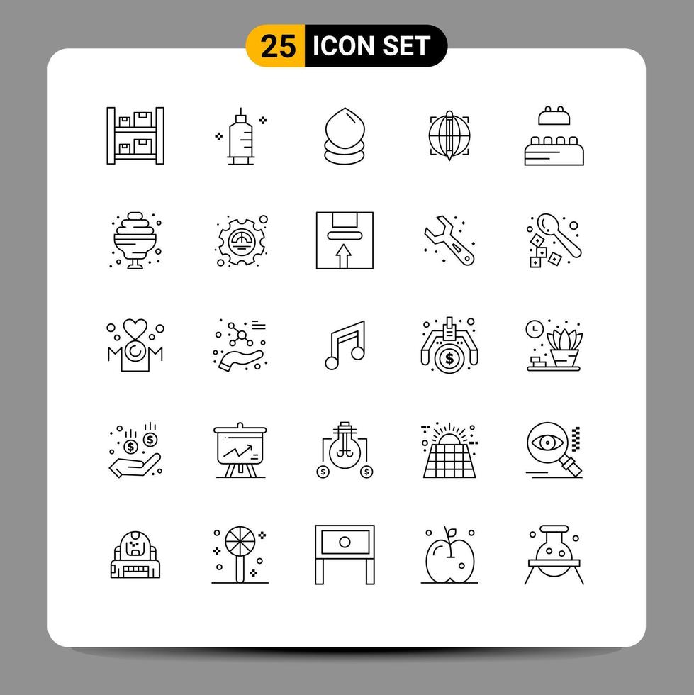 Line Pack of 25 Universal Symbols of constructor success drop globe focus Editable Vector Design Elements