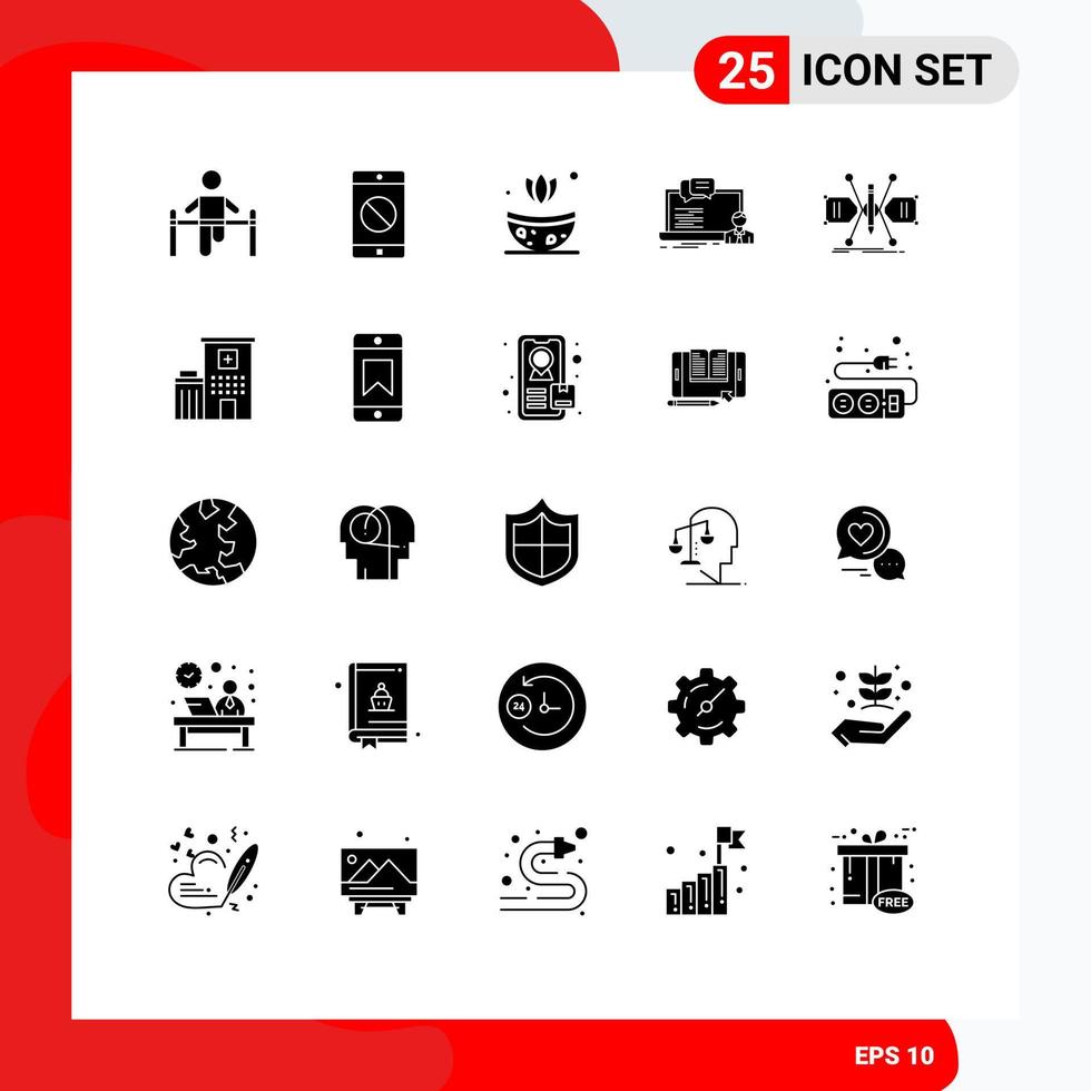 25 iconos creativos signos y símbolos modernos de la construcción de elementos de diseño vectorial editables del curso de computadora del baño de chat vector