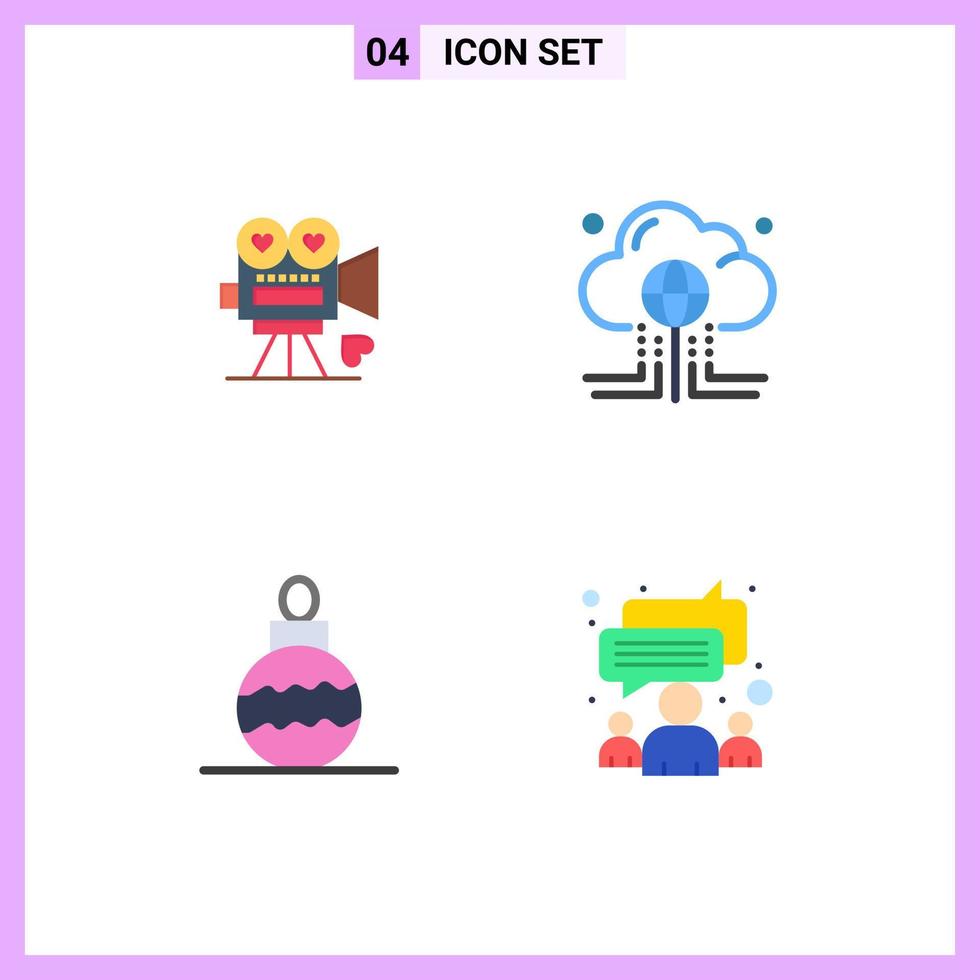 paquete de iconos de vector de stock de 4 signos y símbolos de línea para cámara internet amor computación juguete elementos de diseño de vector editables