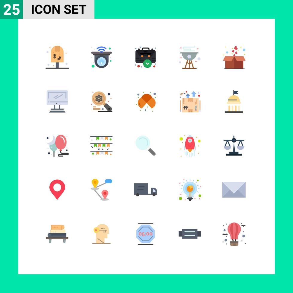 Set of 25 Modern UI Icons Symbols Signs for summer food bag cook time Editable Vector Design Elements