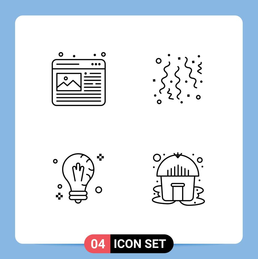 4 Creative Icons Modern Signs and Symbols of graphic bulb web image confetti solution Editable Vector Design Elements