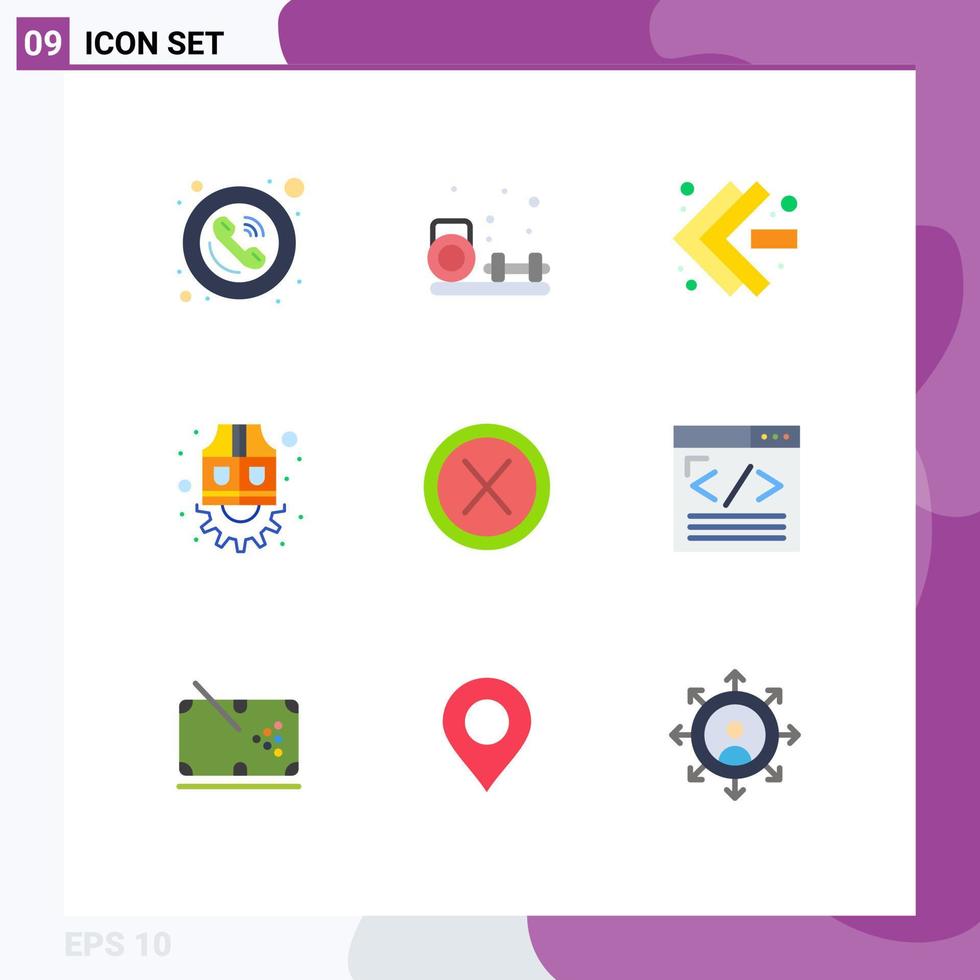 Group of 9 Modern Flat Colors Set for cross gear gym labour jacket Editable Vector Design Elements