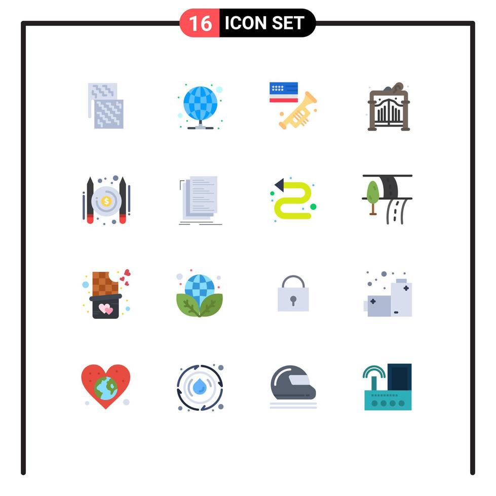 conjunto de 16 iconos de interfaz de usuario modernos signos de símbolos para el parque de servidor de jardín pagado paquete editable americano de elementos creativos de diseño de vectores