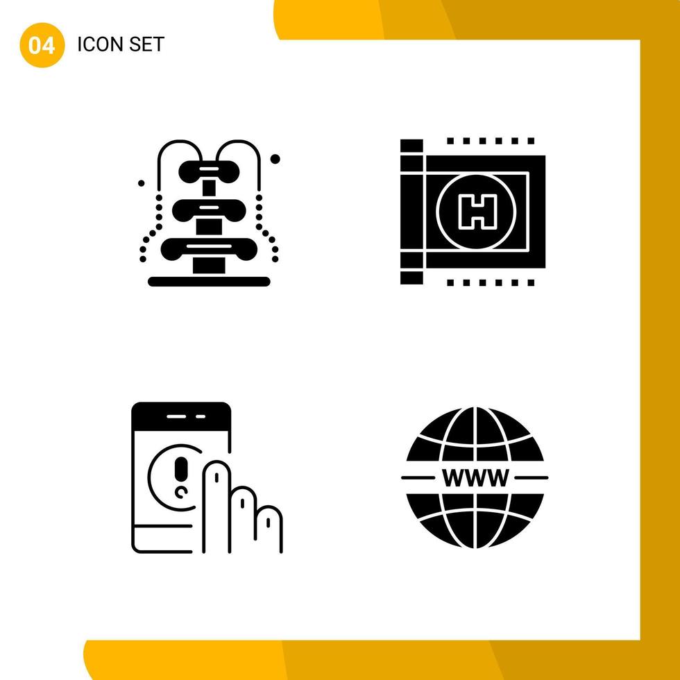 4 Icon Set Solid Style Icon Pack Glyph Symbols isolated on White Backgound for Responsive Website Designing Creative Black Icon vector background