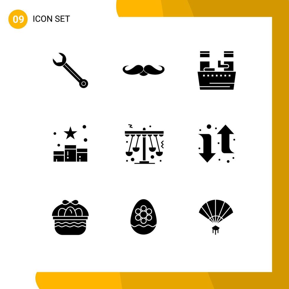 Pictogram Set of 9 Simple Solid Glyphs of reward position male media spa Editable Vector Design Elements