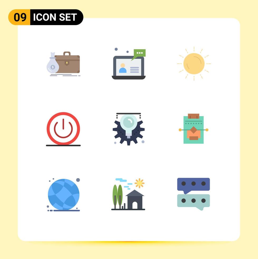 Group of 9 Flat Colors Signs and Symbols for on basic customer summer sunset Editable Vector Design Elements
